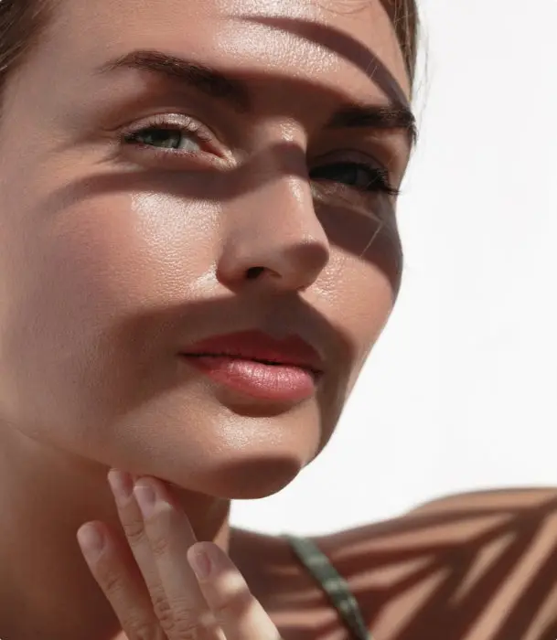 Close-up of skin affected by blackheads and enlarged pores