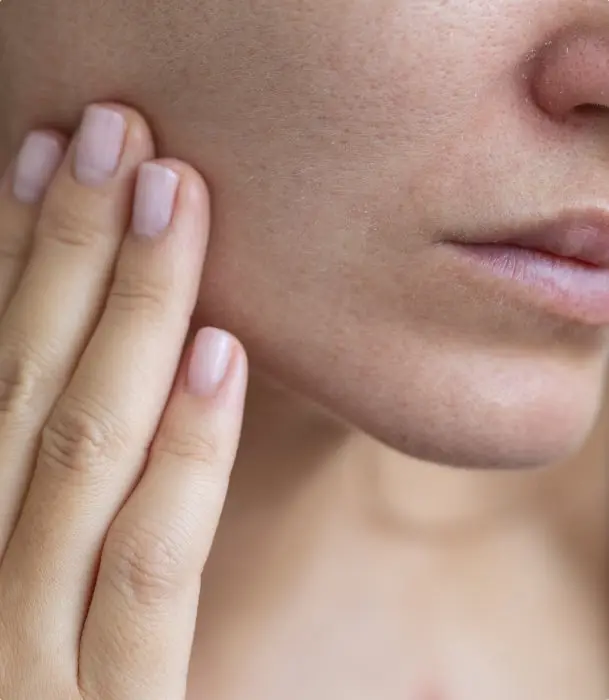Close-up of skin affected by dehydrated skin